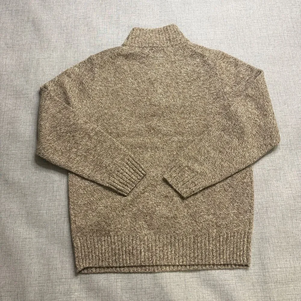 J Crew Rugged Merino Sweater Men's S Brown Wool Blend 1/4 Zip Mock Neck - Picture 9 of 11